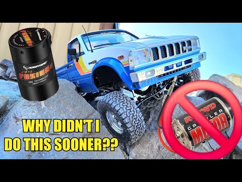 Hobbywing Fusion SE 1800kv vs 45 Turn 540 Brushed RC4WD Trailfinder 2 Crawler Motor ESC