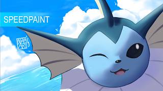 Drawing Vaporeon from Start to Finish | Speedpaint (No Commentary)