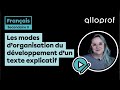 Les modes d’organisation du développement d’un texte explicatif | Français | Alloprof