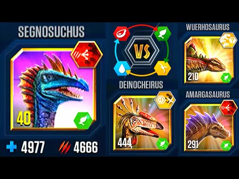 HERBIVORE HAZAED SEGNOSUCHUS DEFEAT 3 OPPONENTS | JURASSIC WORLD THE GAME