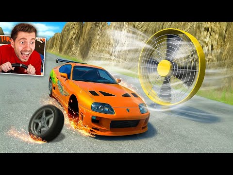 CARRO vs 9999km/h de VENTO no BeamNG Drive!