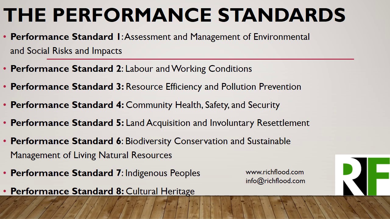 IFC Performance Standards on Environmental and Social Sustainability by Dr. Comfort