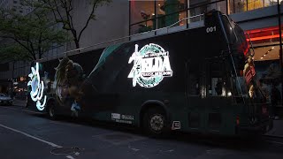 Zelda Double-decker Bus Visits Nintendo NY for Tears of the Kingdom Launch