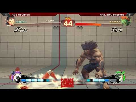 SSF4AE @ Savage Saturdays - BIFU Insaynne (Blanka) vs AGE NYChrisG (Sakura) GRAND FINALS