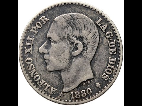 1880 50 Centimos Spain Coin Alfonso XII Silver