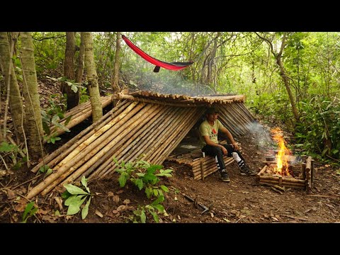 BUSHCRAFT SOLO SKILLS Build Underground Wood Camping Solo 2Day Overnight