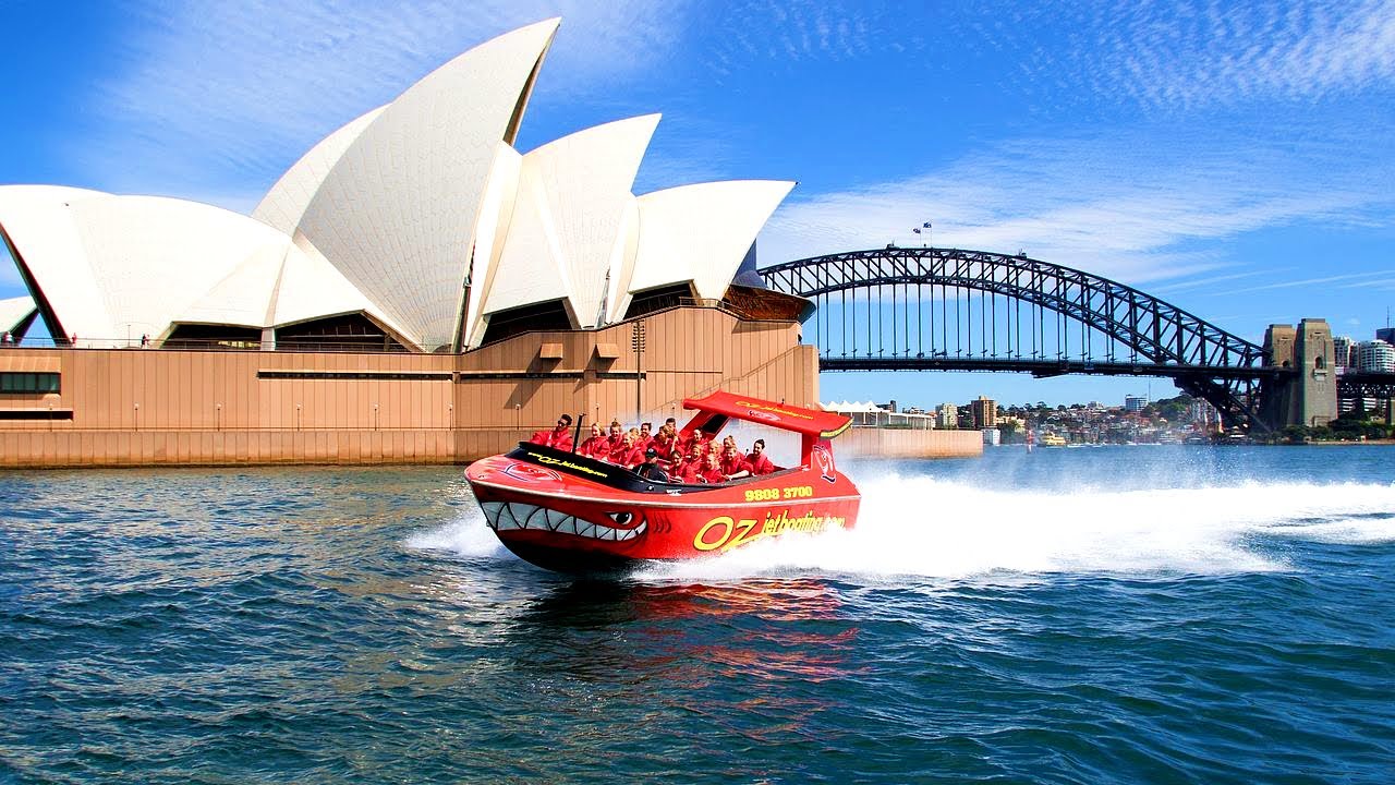 Feel adrenaline rush on harbour jet boat.