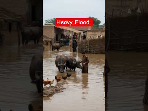 Heavy Flood #viralvideo #disaster #floodvideo #pakistanigaon #DreamScreenAI