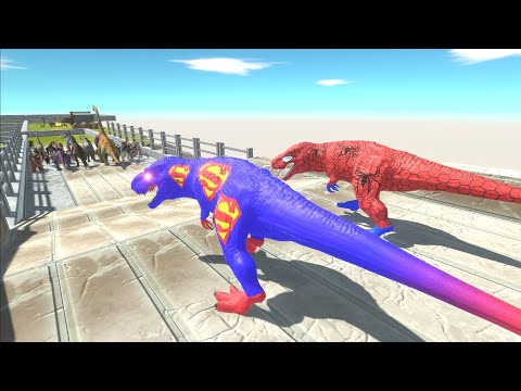 Escape from T-Rex Spiderman & Superman - Animal Revolt Battle Simulator