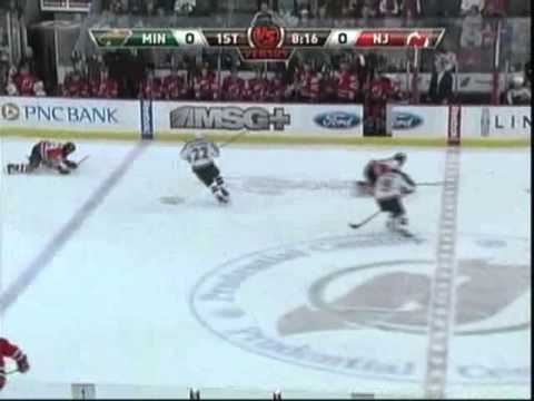 Cal Clutterbuck scores after a Devils gaffe