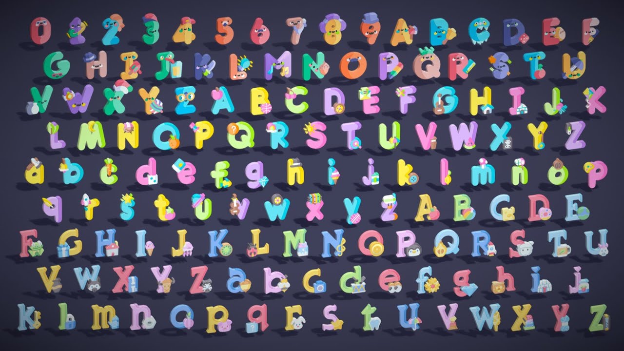 Toon Alphabets Numbers Mega Pack - Low Poly Cartoon Pack - Kids Learning Kit 3D Model