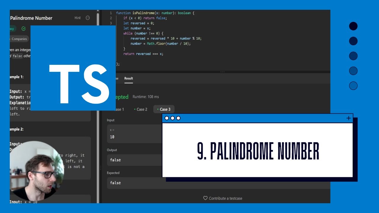 Cracking the Palindrome Number Puzzle in TypeScript | 9 LeetCode Tutorial