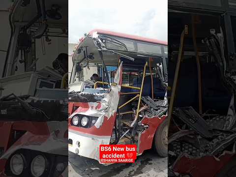 NEW ASHOK LEYLAND BS6 ACCIDENT #chikmagalur #buslover #ksrtc #karnataka #driving #bus #accidentnews
