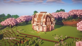 [マイクラ建築]おしゃれなドーム屋根のお家の作り方 1.20 桜建築[Minecraft][tutorial]How to build a cherry blossom house