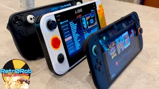 Atari Gamestation Pro, Steam Deck OLED, and Nintendo Switch 2 Size Side by Side