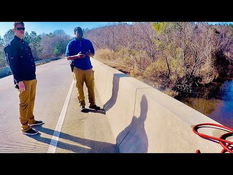 COPS?? Show Up While Magnet Fishing At An Old SKETCHY Bridge