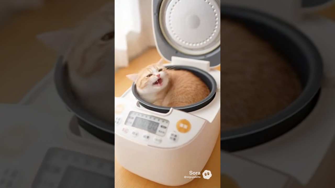炊飯器を開けたら、猫でした😹💥 #猫動画 #猫あるある #猫のいる暮らし #catlover #catlife
