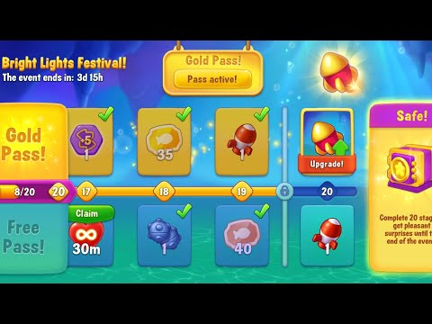 @Fishdom Win Strikes Level 9577 - 9587. Bright Lights Festival Level 19 🔐