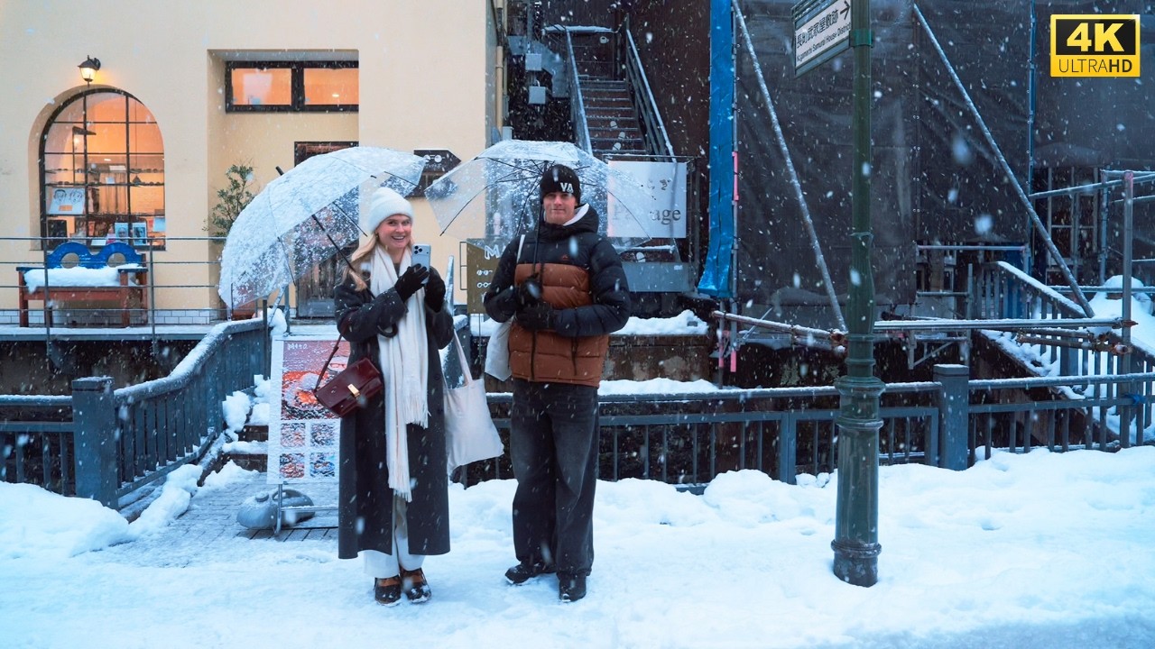 【4K HDR】Snow  Walk in Kanazawa Korinbo  ❄️ 8 Hours for Deep Sleep | Peaceful Winter Ambience Japan