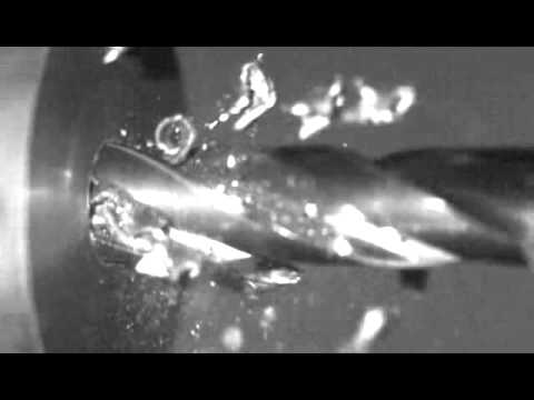 Drilling OSG Mega Muscle Drill Chip Evacuation in Slow Motion   8 0x5D   Ductile Cast Iron OSG