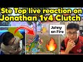 Ste Top live reaction on Jonathan 1v4 Clutch 😲 Johny back to back squad wipe 🇮🇳