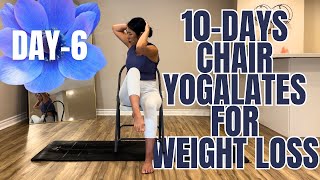 DAY-6 Chair Yogalates | 3-Part Breathing & Twists | Abs, Obliques, Thighs Gentle Full Body Workout