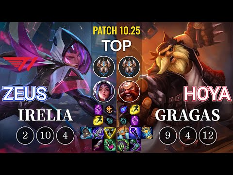 T1 Zeus Irelia vs Hoya Gragas Top - KR Patch 10.25