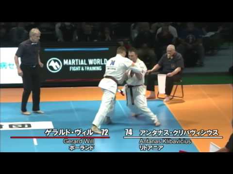 【新極真会】 The 11th World Karate Championship Men 2nd round28 Gerard Will vs Antanas Klibavicius