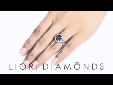 BDR - 209 - 4.28 Carat Certified Natural Black Diamond Engagement Ring Set in Platinum