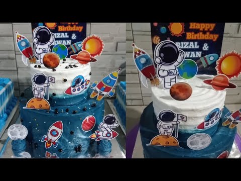 Full tutorial‼️Cara menghias cake Astronot susun,agar tidak ambruk. Step by step lengkap