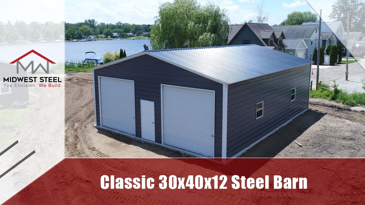 30 x 40 x 12 Steel Barn installed in Eaton Rapids, Michigan by Midwest Steel Carports!