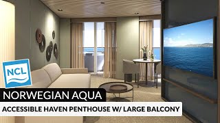 Norwegian Aqua | Accessible Haven Aft-Facing Penthouse with Large Balcony Tour & Review | 4K