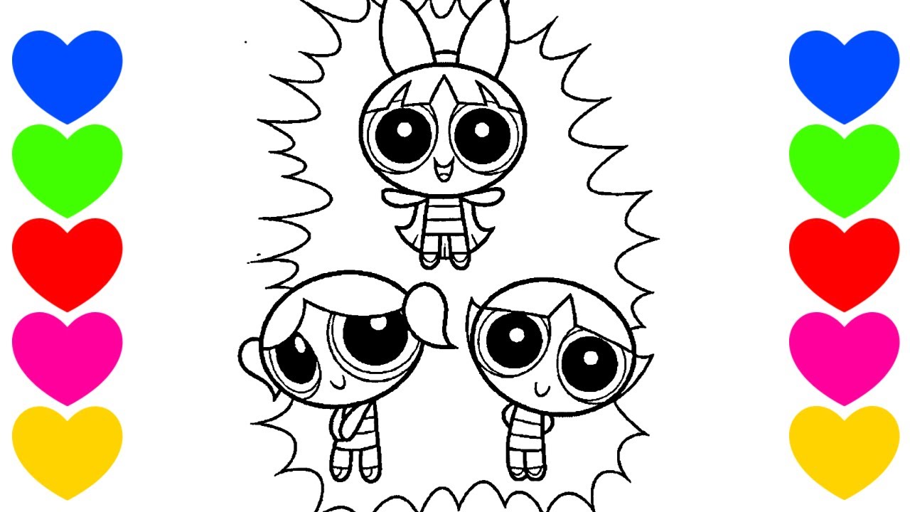 Desenho de Pintar das Meninas Super Poderosas | Pintura de Desenho Lindinha Docinho Florzinha