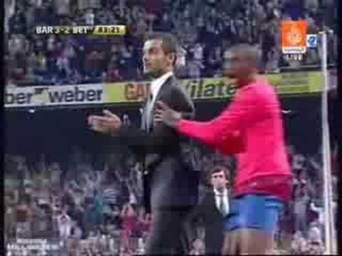 Barcelona vs Real Betis, Eto'o and Guardiola