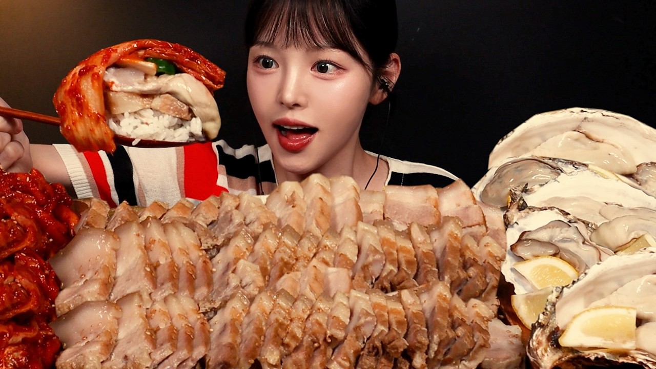 SUB)탱글야들 바위굴에 수육 먹방! 대왕 굴보쌈 만들어 먹기 매운 김치까지 한식 꿀조합 Oysters with Pork Belly 