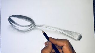 Drawing a realistic spoon with graphite pencils
