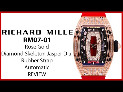 ▶ Richard Mille Lady Rose Gold Medium Diamond Skeleton Jasper Dial Rubber Strap RM 07-01 - REVIEW