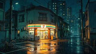 Peaceful Rainy Night In Japan 🌧️ Cozy Street Corner & Relaxing City Ambience