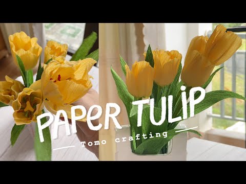 💐Tulip Flower Making with Paper 💐Diy Crepe Paper Flower Easy
