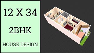 12 X 34 House Design 2BHK ll 400 Sqft Ghar Ka Naksha ll 12 X 34 House Plan