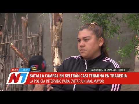 Batalla campal en Beltrán: un joven resultó gravemente herido durante los festejos