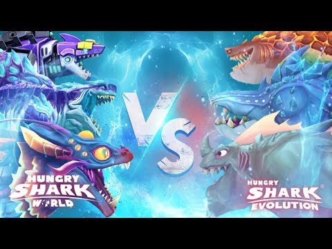 HUNGRY SHARK WORLD VS HUNGRY SHARK EVOLUTION - ALL 70 SHARKS UNLOCKED BEHEMOTH - TOP 10 SHARKS 2022