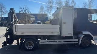 شاحنة مسطحة DAF LF 45 MED HIAB 027 KRAN OG 2-VEIS TIPP | صورة 4 - Autoline