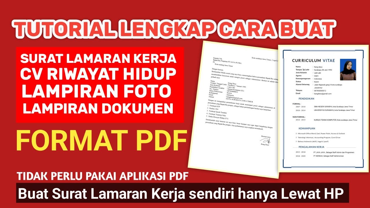 Cara Buat Surat Lamaran kerja PDF Beserta cara Buat CV Riwayat Hidup PDF | Tutorial Lengkap
