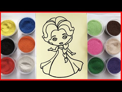 TÔ MÀU TRANH CÁT CÔNG CHÚA ELSA BĂNG GIÁ - 砂絵のおもちゃ (Thỏ Trắng)