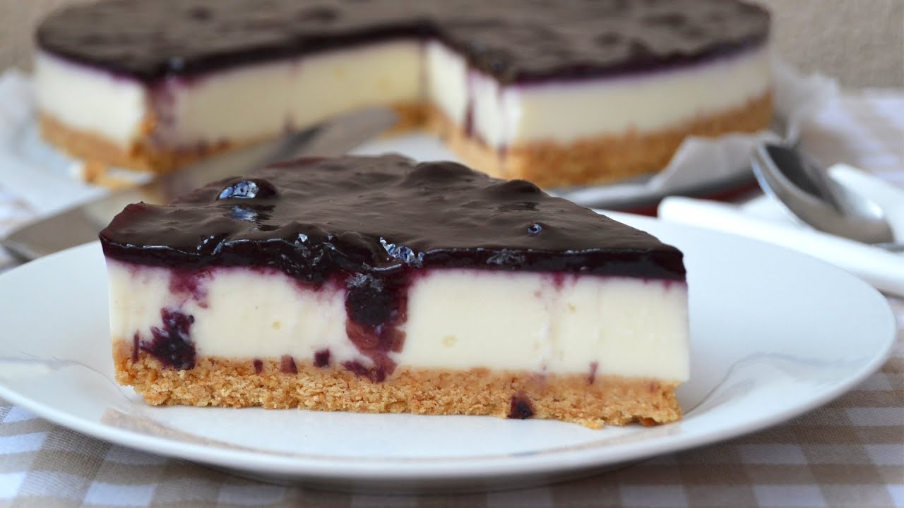 Tarta de Queso con Mermelada de Arándanos | Cheesecake Sin Horno