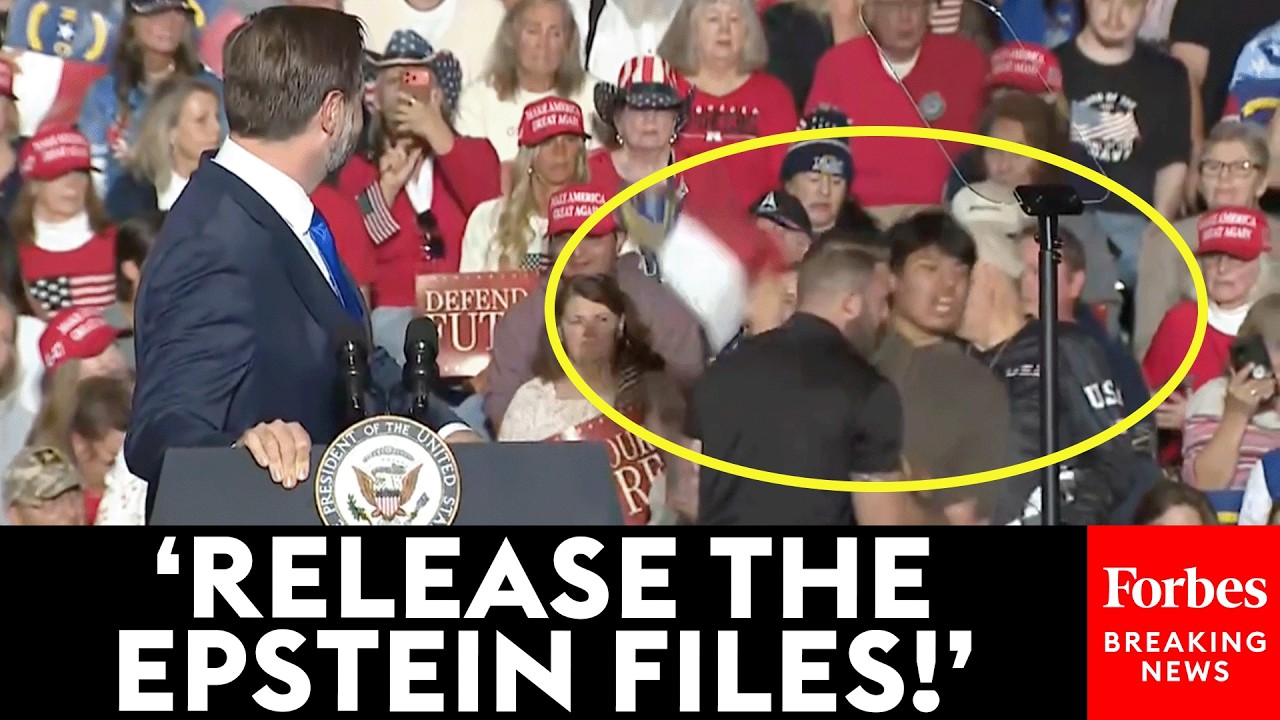 WATCH: Protester Interrupts JD Vance To Demand Epstein File Release During North Carolina Rally