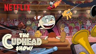 Kadr z teledysku Welcome to the Cuphead Show! Opening tekst piosenki The Cuphead Show (OST)