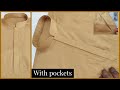How To Sew A Kurta Full Video With Side Pockets Perfect Kurta Stitching With Attache Pockets