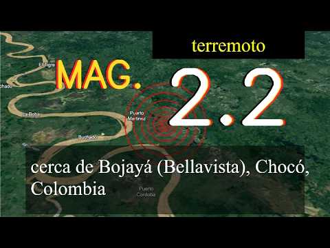 Un terremoto de magnitud 2,2 se produjo cerca de Bojayá (Bellavista), Chocó, Colombia, hoy 16 de fe